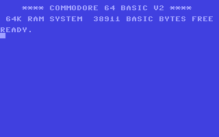 
         **** COMMODORE 64 BASIC V2 ****     
 64K RAM SYSTEM   38911 BASIC BYTES FREE 
READY.                                  
[]                                      
                      [http://www.c64.com/]