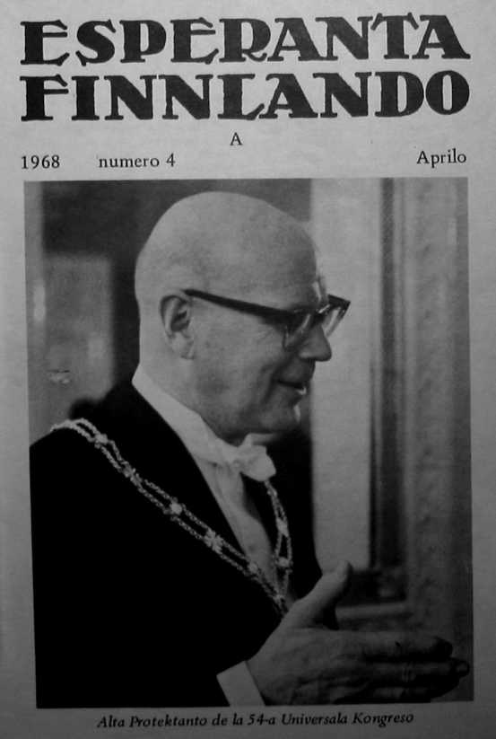 La frontpaĝo, kun foto de Urho Kekkonen